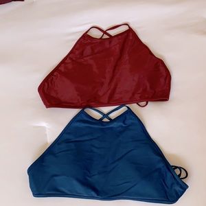 Aerie high neck bikini tops size large